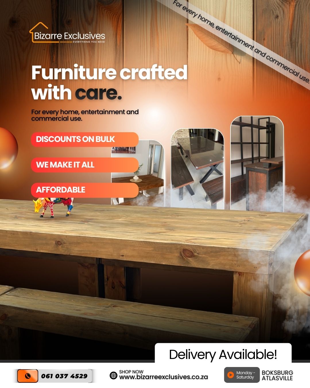 Furniture crafted with care in Gauteng