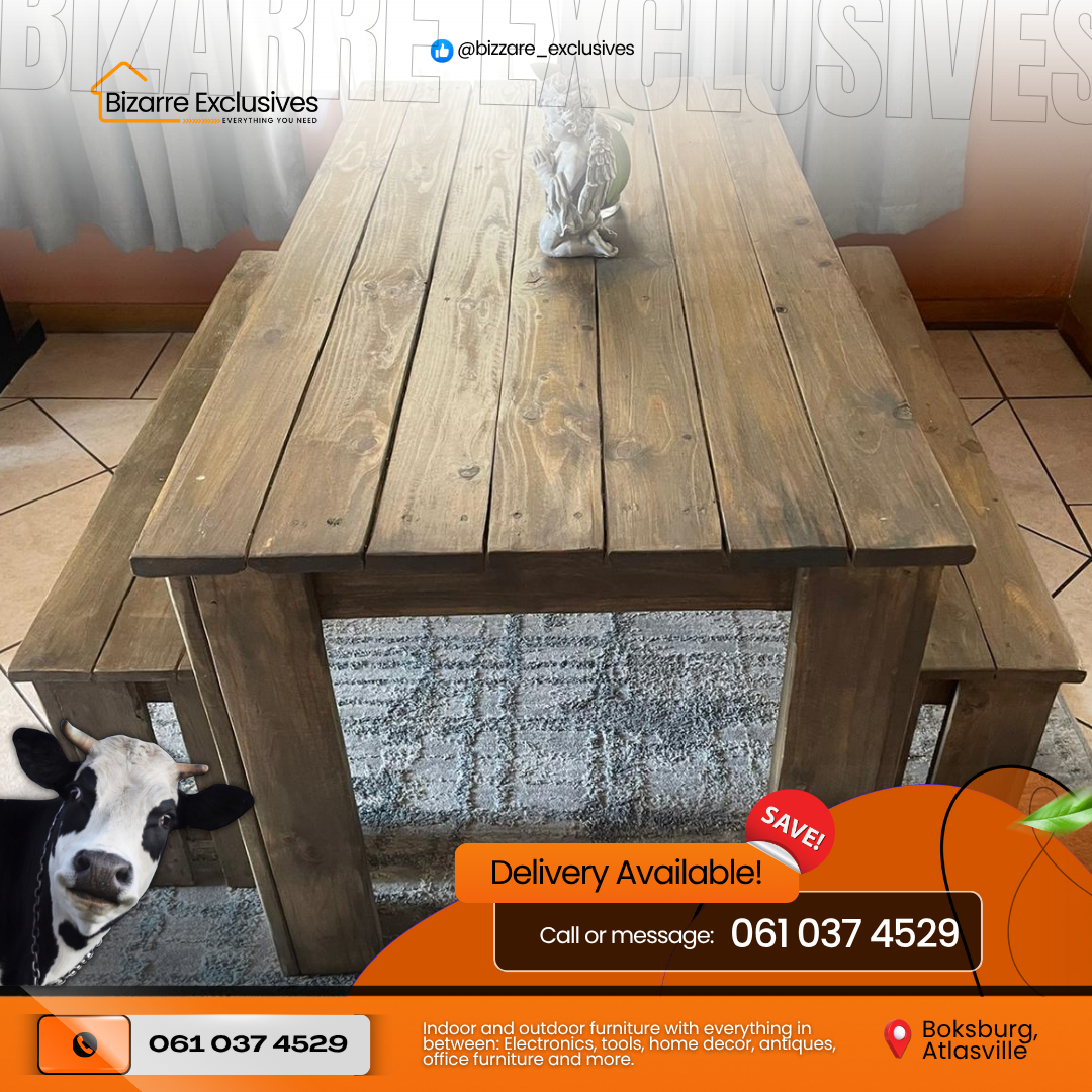 4 Seater Dining Table And Bench Set - Wash Brown