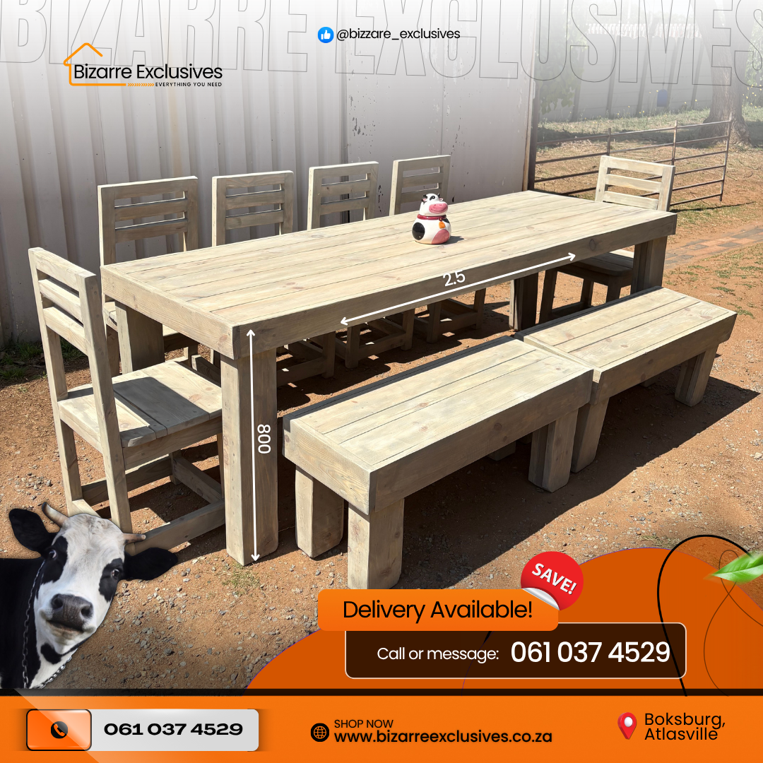 10 Seater Handcrafted Dining Table, Bench And Chair Set - Large