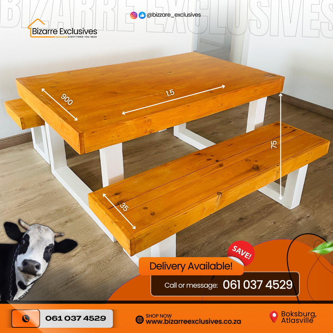 Custom 6 Seater And benches Dining Set -Two Tone U-Shape