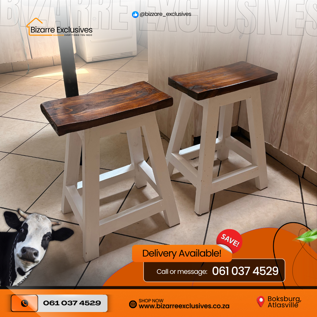 Hand Crafted Bar Stools - Set Of 2