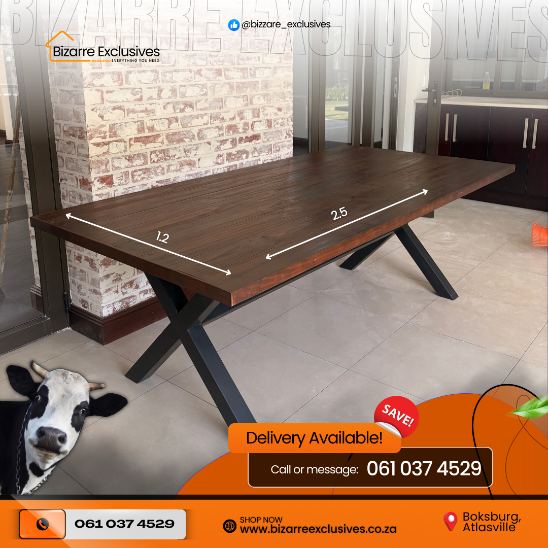 Custom Made Dining Table With Premium Steel Frame