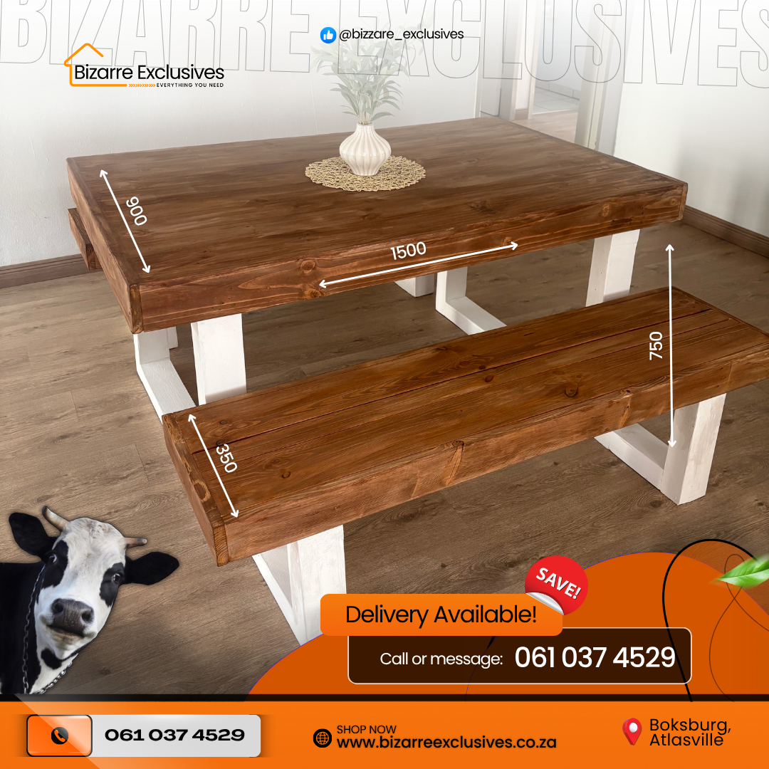 Custom 6 Seater And benches Dining Set -Two Tone U-Shape