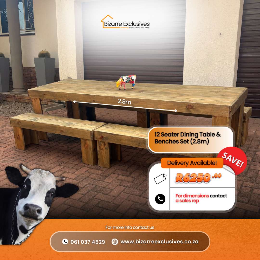 12 Seater Dining Table And Benches Set