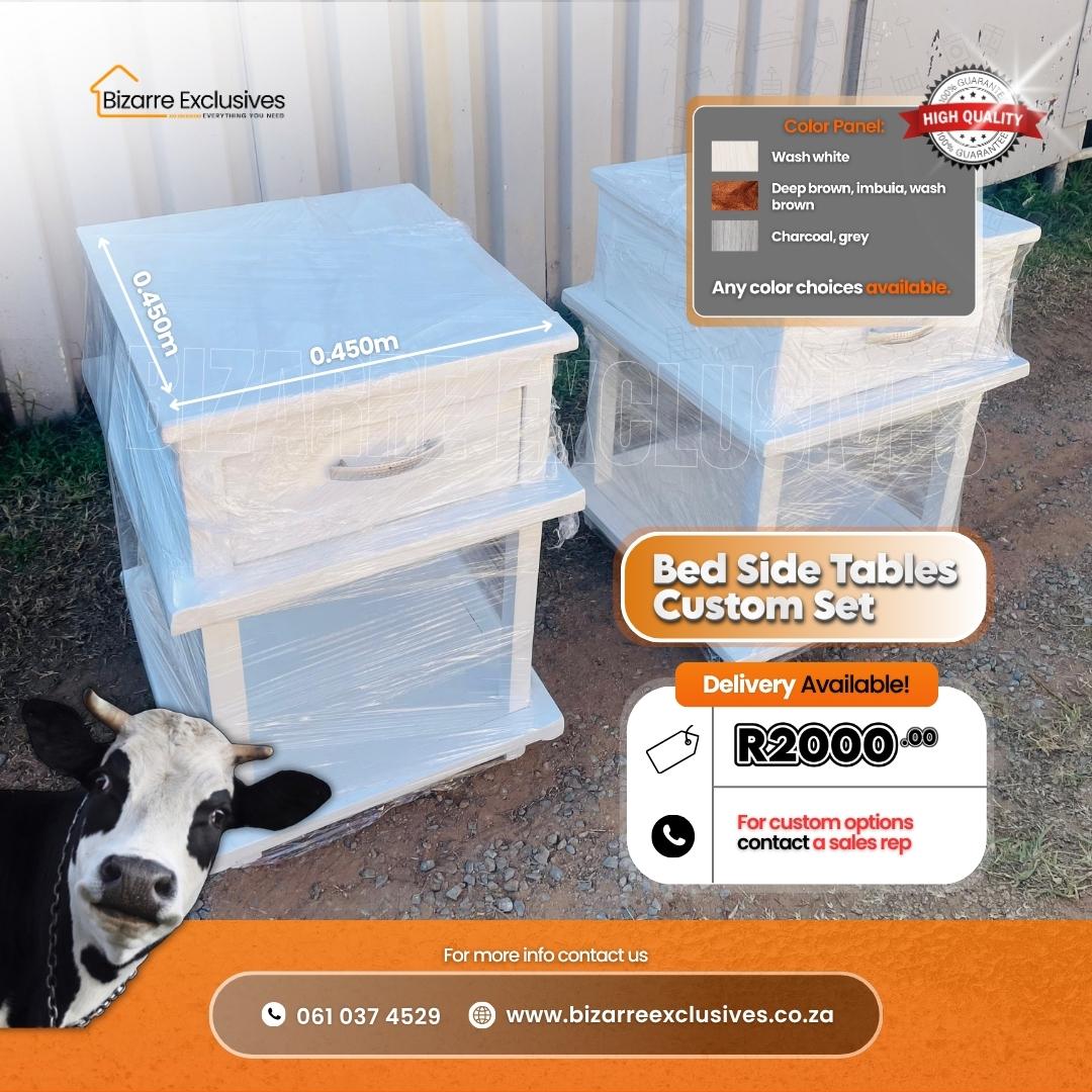 Luxury handcrafted bed side tables made of solid wood.