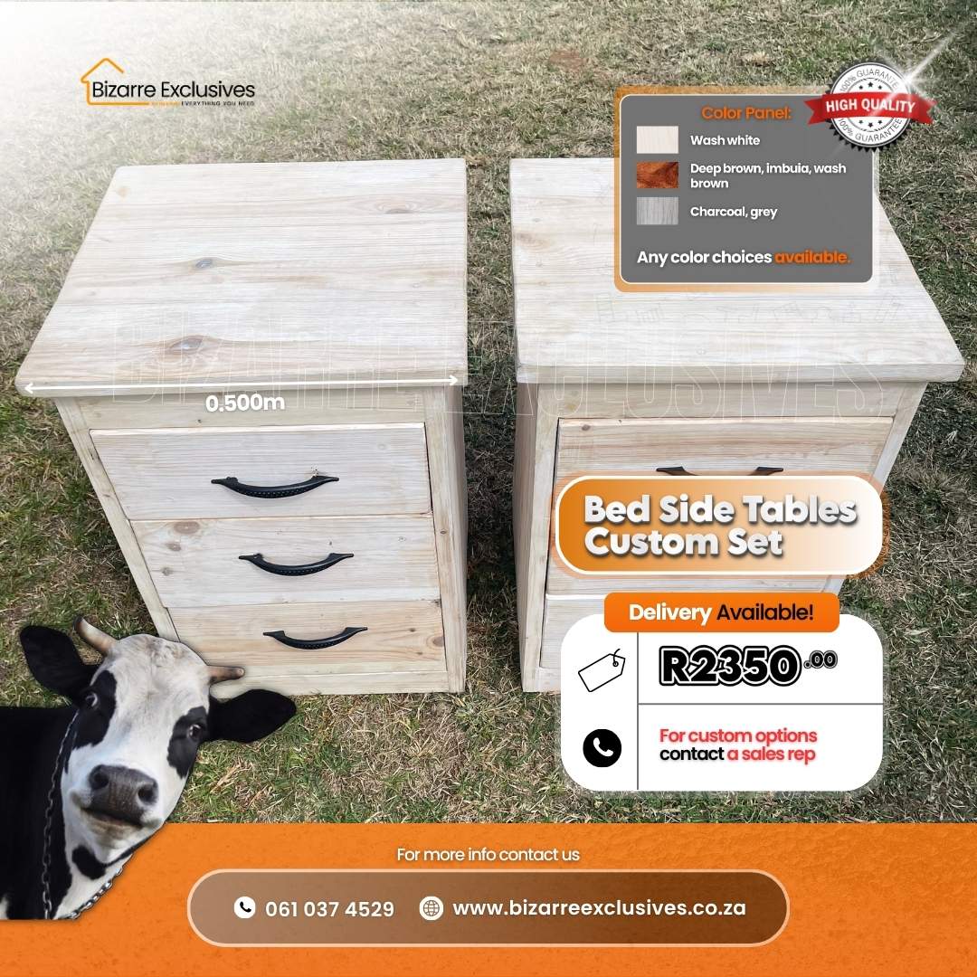 Solid wood pedestals set of 2 bed side tables handcrafted gauteng.