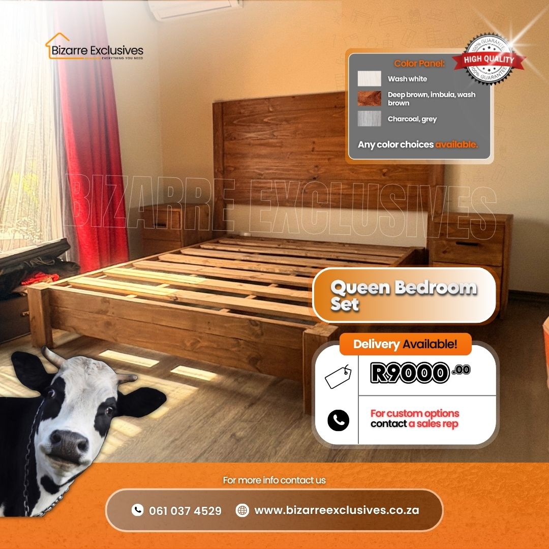 Quality handcrafted queen size bedroom set at Bizarre Exclsuives Gauteng.