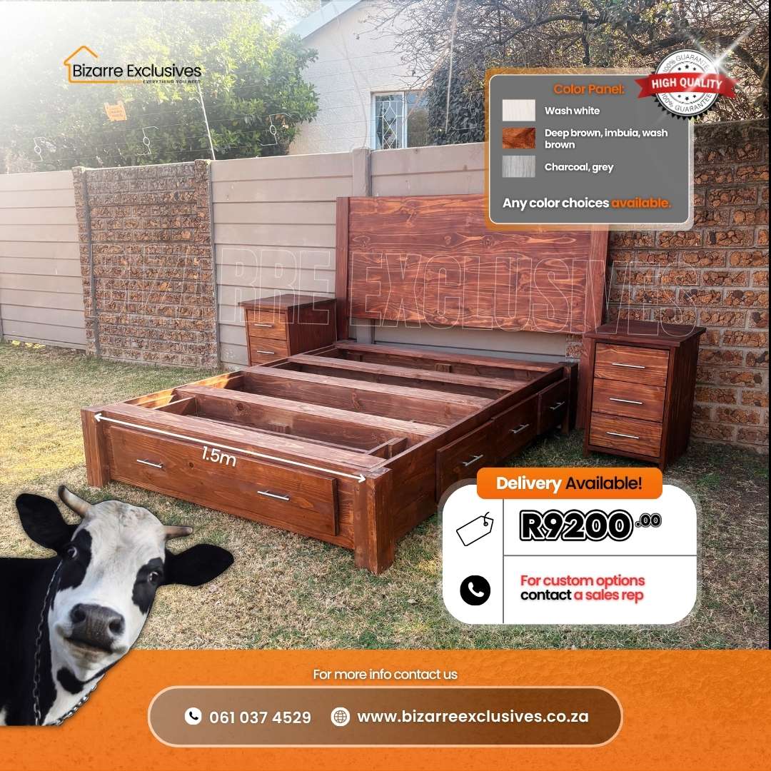 Handcrafted quality custom queen size bedroom set gauteng.