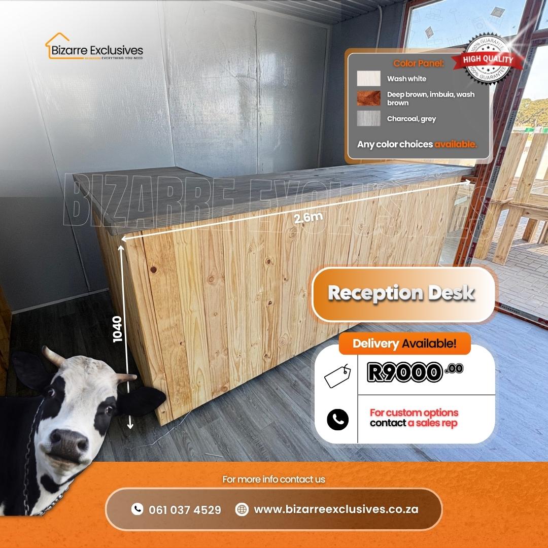 Handcrafted reception desk made in gauteng at Bizarre Exclusives.