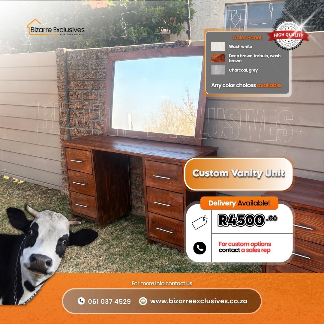 Handcrafted custom made quality vanity unit made of wood gauteng. 