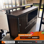 Luxury handcrafted custom bar unit with steel frame and solid wood Gauteng.