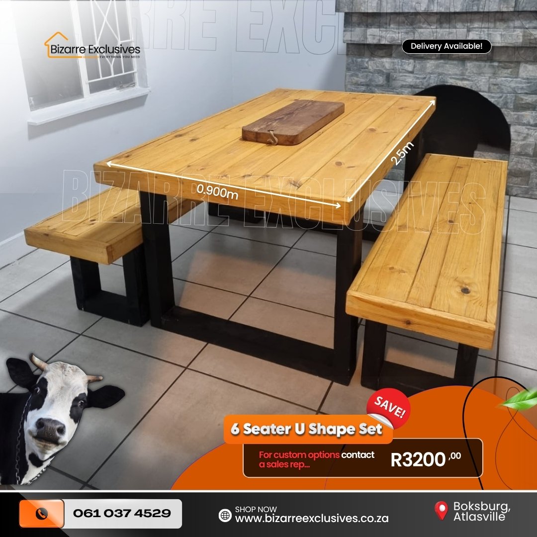 6 Seater U Shape Dining Table Handcrafted gauteng.