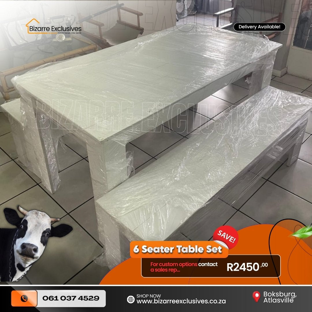 Wood handcrafted 6 Seater Dining Table And Benches Set Gauteng.