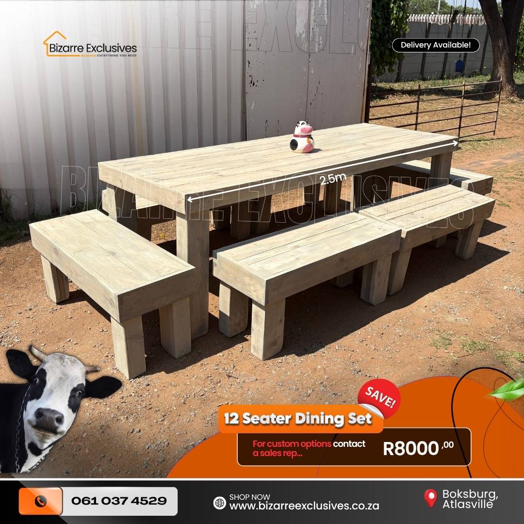 Luxury large 12 seater dining table and benches set gauteng.