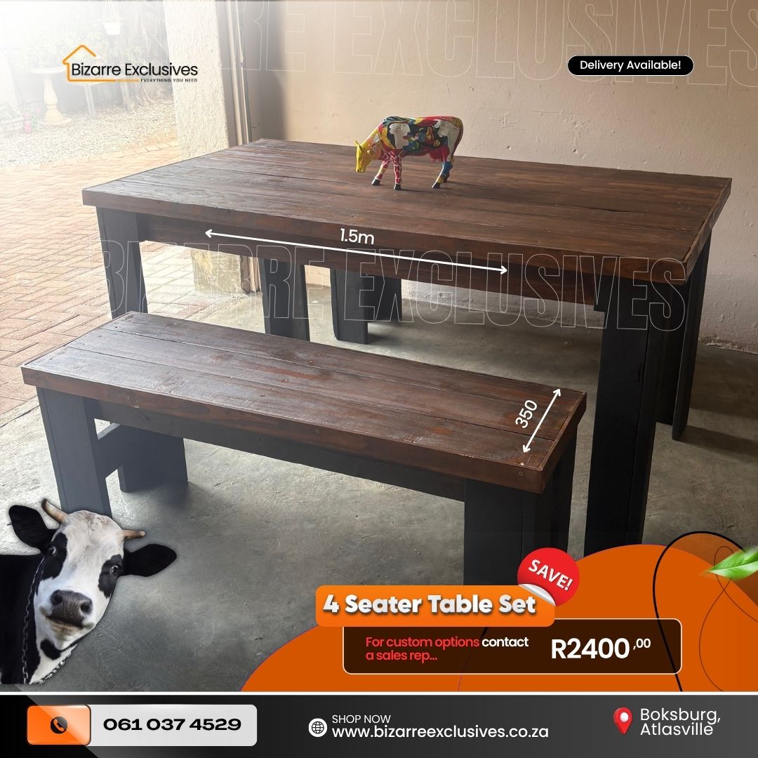 4 Seater modern custom dining table set with trimming gauteng.