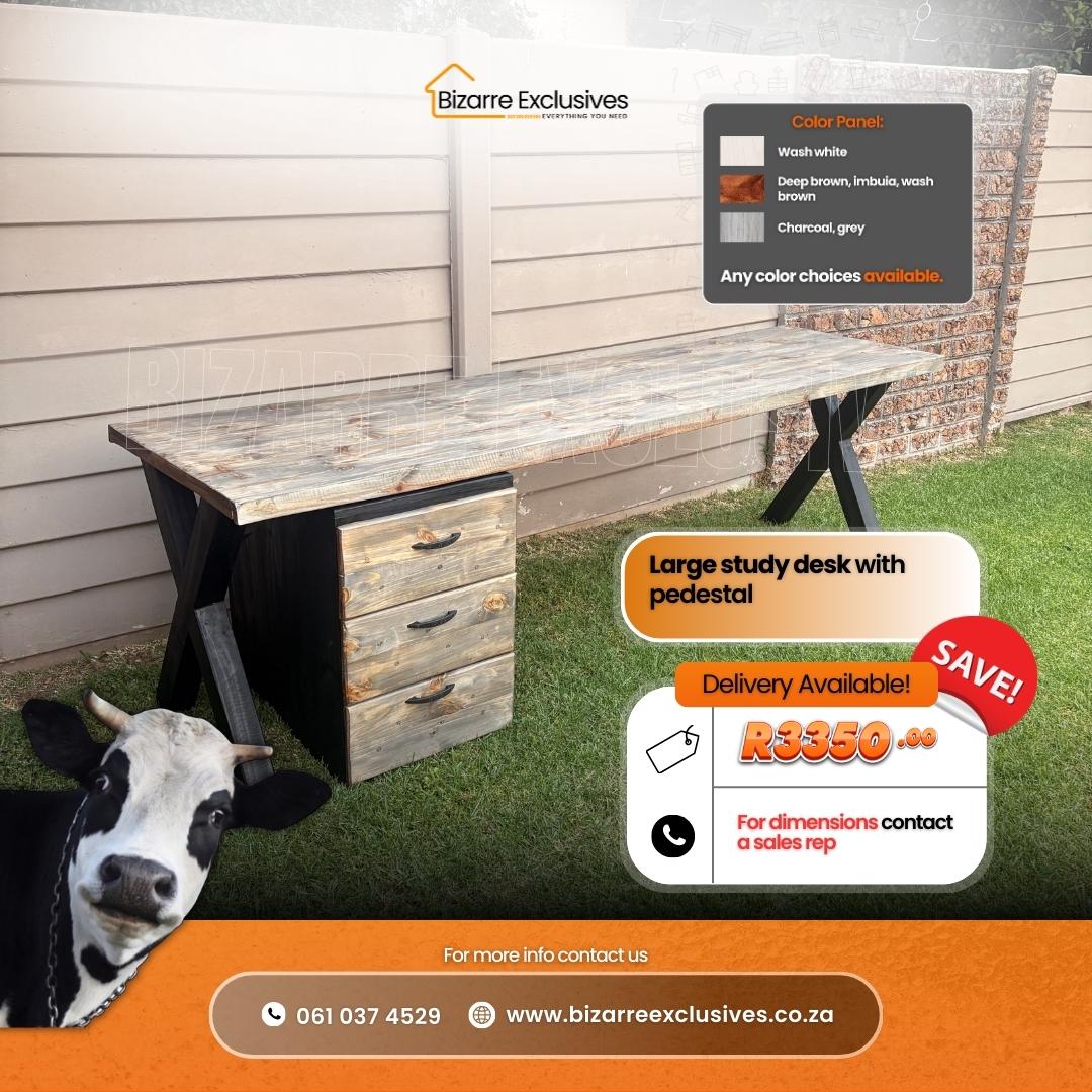 Large study desk with pedestal