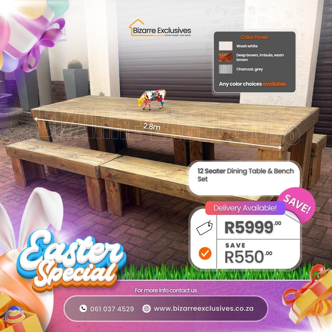 Luxury 12 seater solid wood dining table set gauteng.