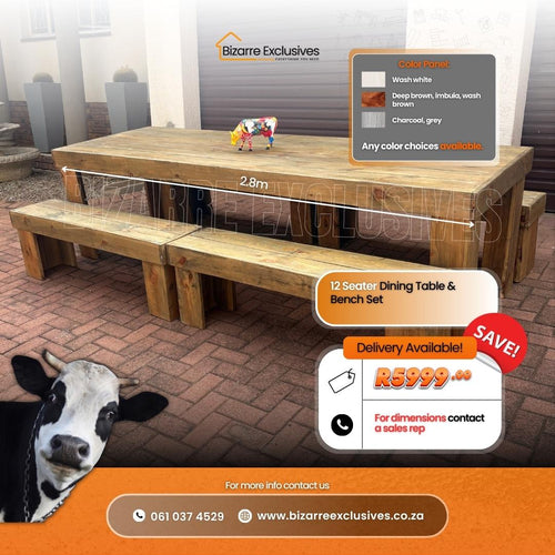 Luxury 12 seater solid wood dining table set gauteng.