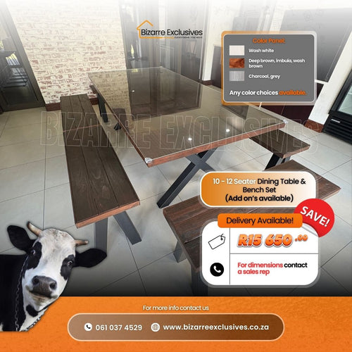 Luxury handcrafted steel and solid wood dining table gauteng.