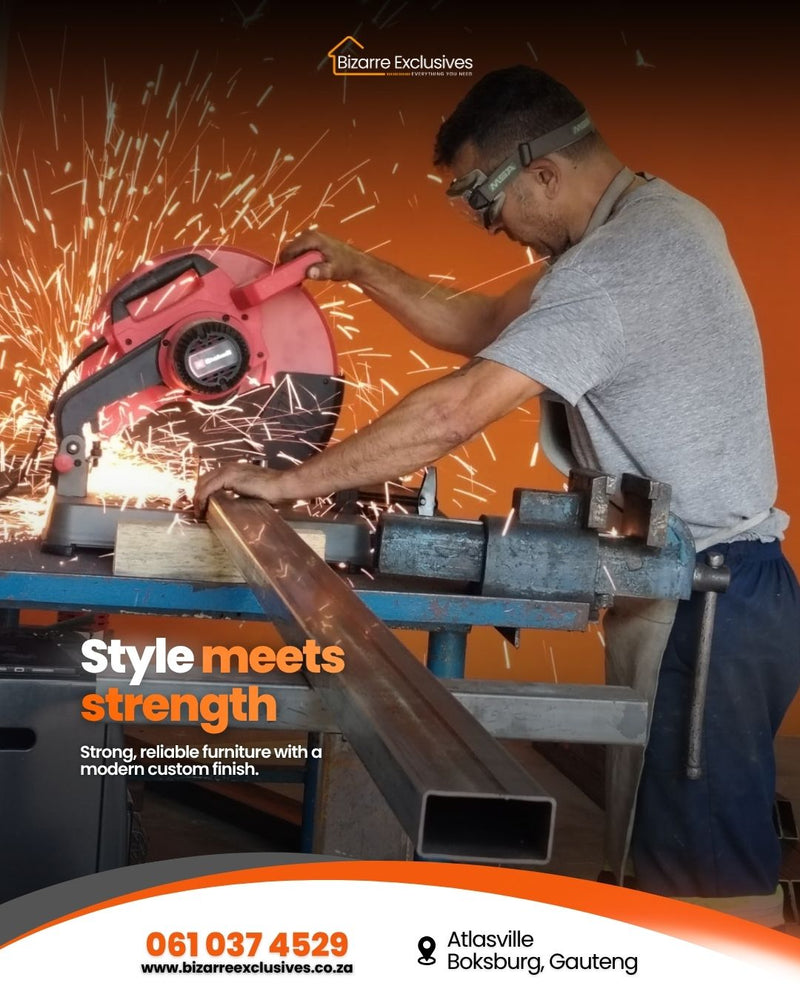 Strong quality handcrafted furniture gauteng made of steel and solid wood.