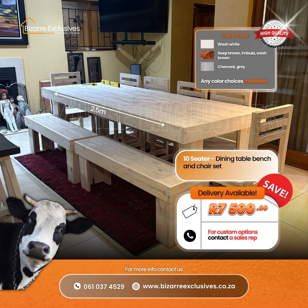 Luxury custom large dining table set handcrafted gauteng.
