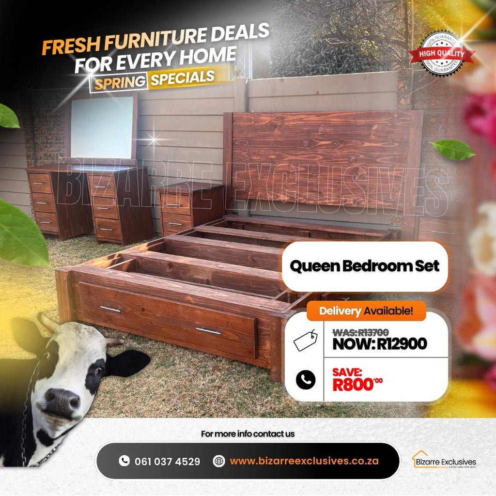 Fully custom quality handcrafted queen size bedroom set gauteng.