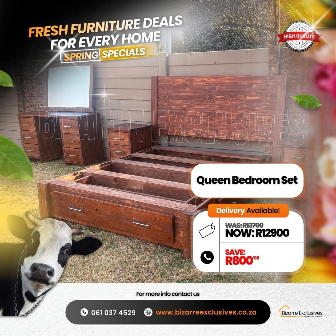 Fully custom quality handcrafted queen size bedroom set gauteng.