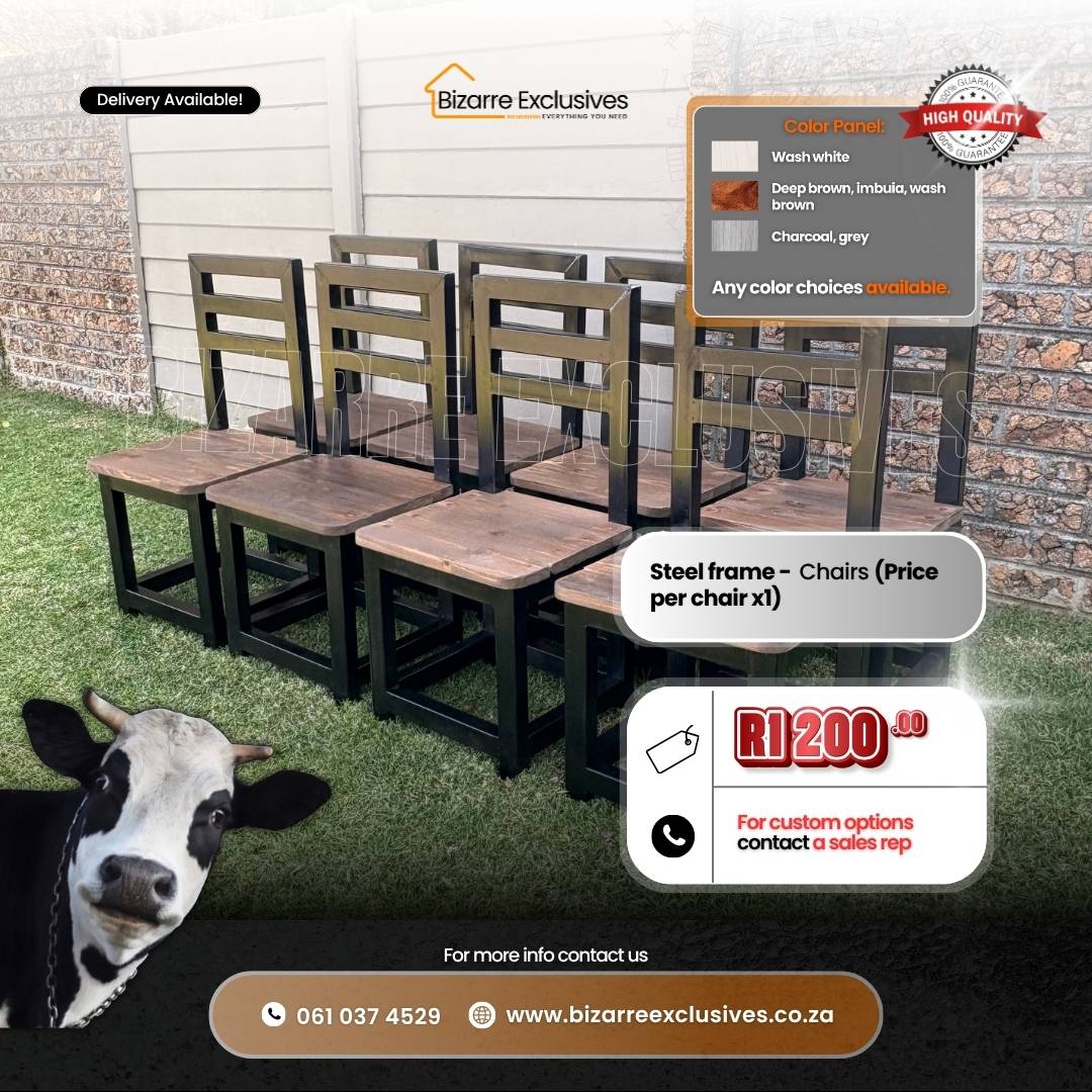 Handcrafted steel and wood quality chairs gauteng