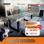 8 Seater U Shape Dining Table & Benches Set