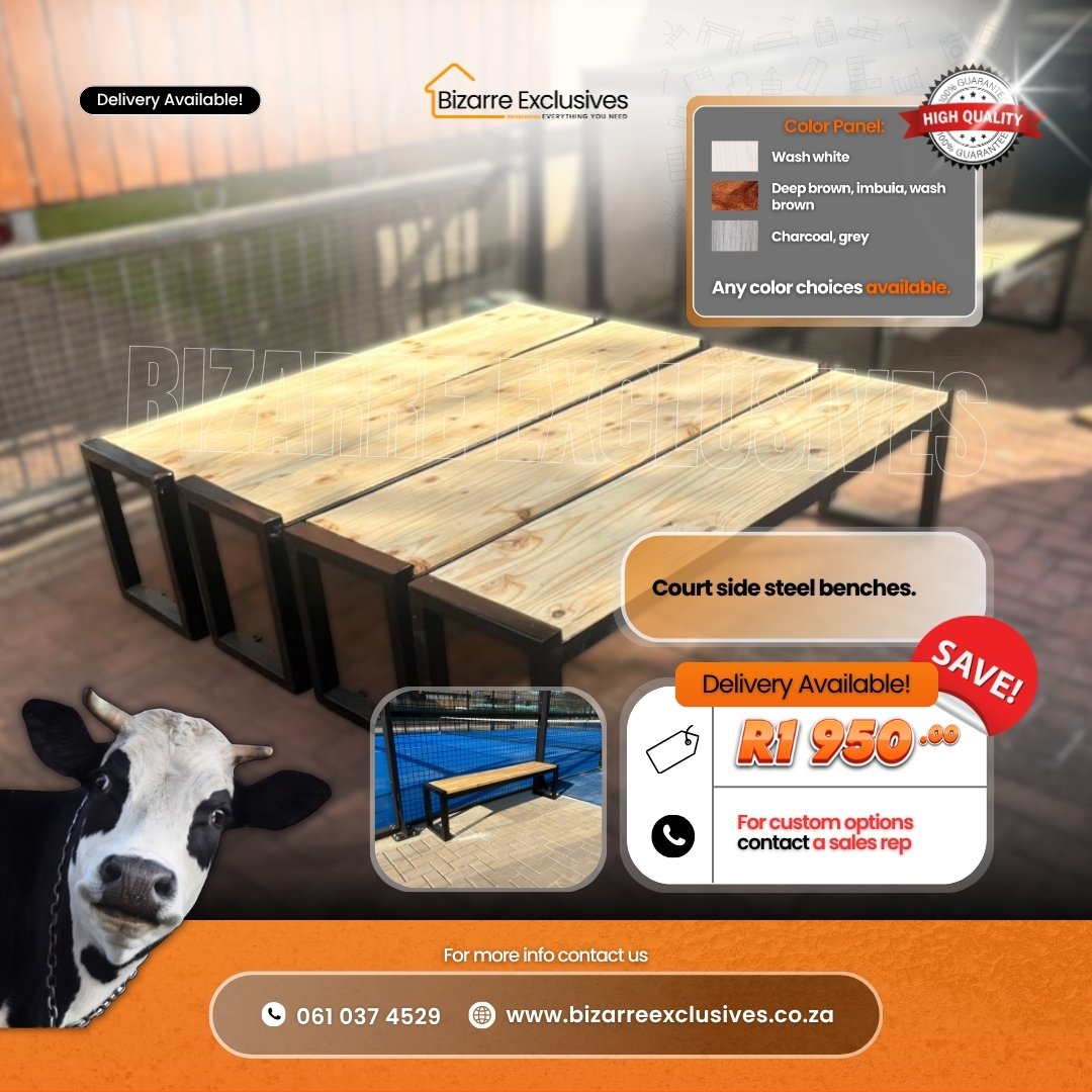Court side steel benches handcrafted gauteng.