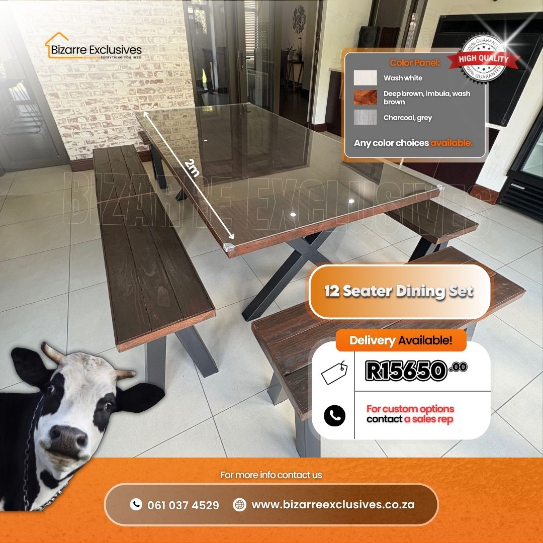 Luxury handcrafted steel and solid wood dining table gauteng.